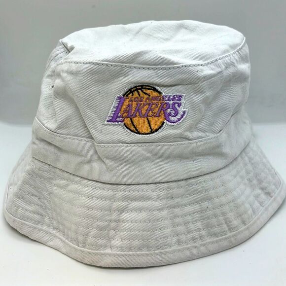 Mitchell & Ness Los Angeles Lakers White Bucket Hat Summer Size Small - Picture 2 of 5